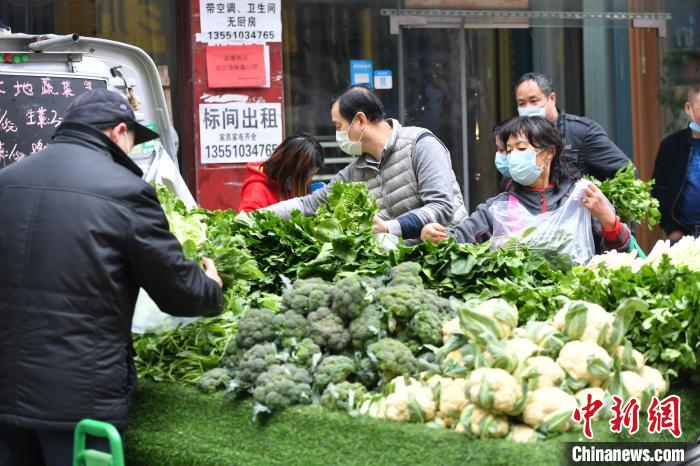 居民正在选购蔬菜。　张浪 摄